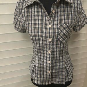 Princess Polly Black and White Fitted Button Down Shirt